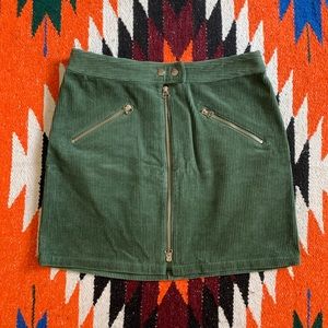 Lulus Green Corduroy Zippered Skirt